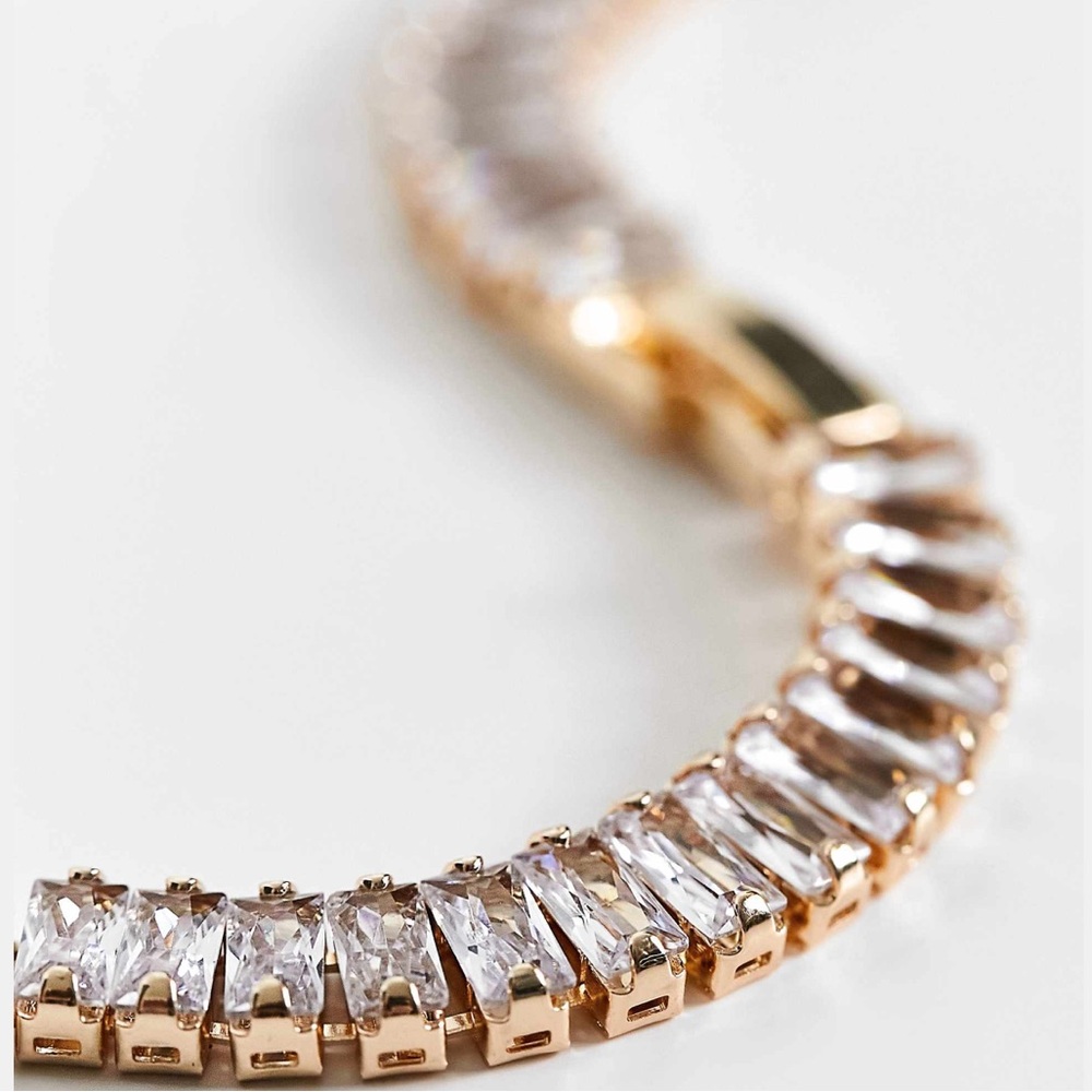 ASOS DESIGN necklace with cubic zirconia crystal design in gold tone